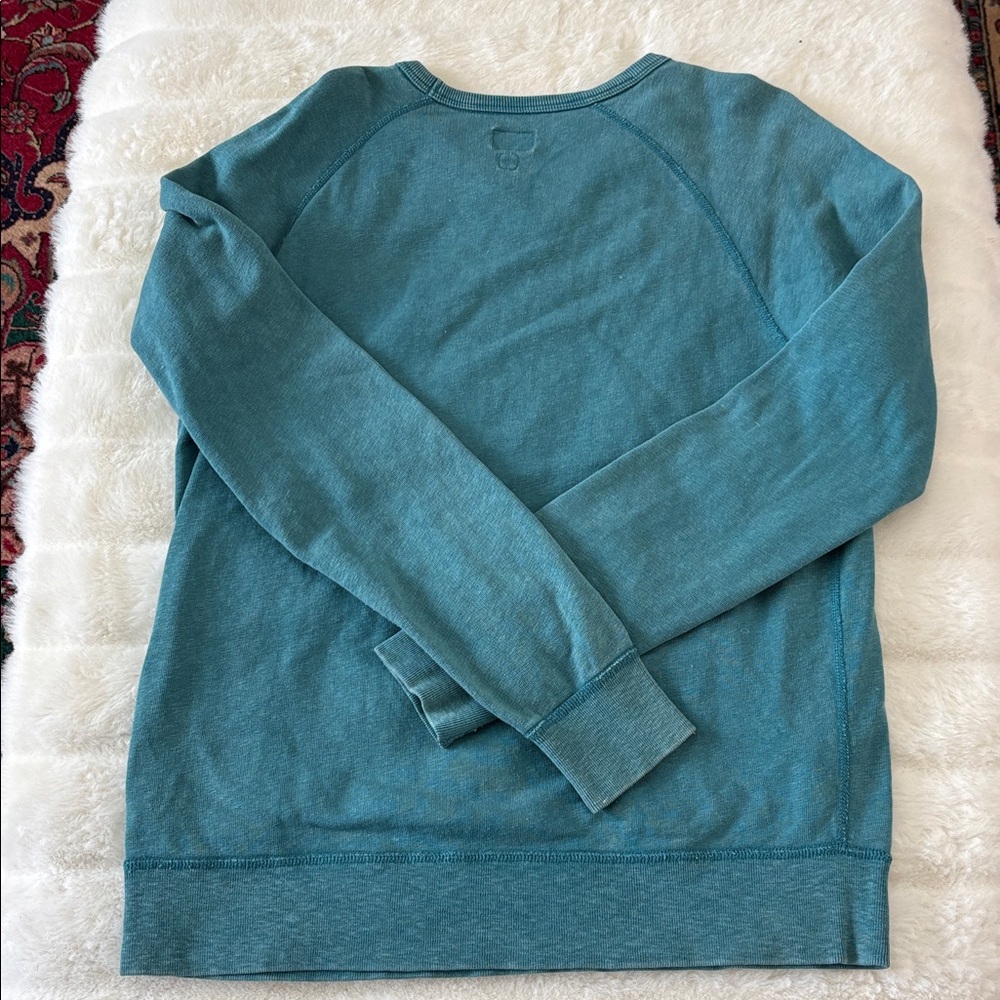 100% cotton J. Crew Men's Teal Crewneck vintage fleece Sweater - Picture 2 of 6